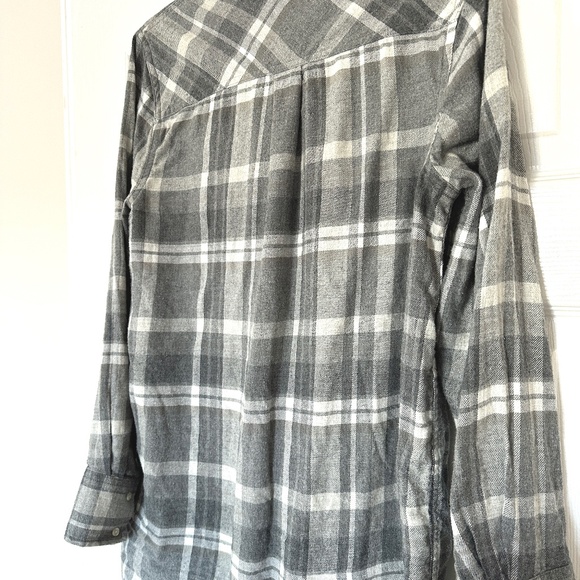 Merona Womens Plaid Half Button Down Black & White Flannel L - Picture 3 of 6